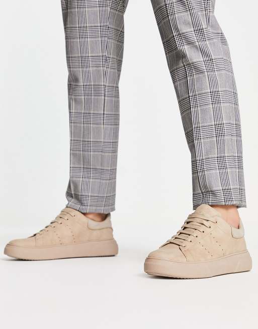 Topman beige chunky drone block trainers