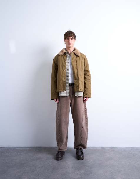 Topman - Beige coach-jakke med krave og for i imiteret lammeskind - view 1