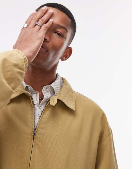 Topman - Beige Harrington-jakke i twill