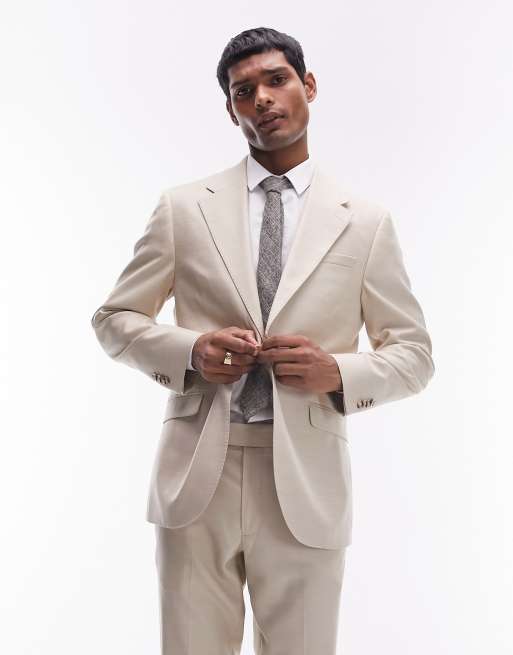 Topman – Beige kavaj med extra smal passform