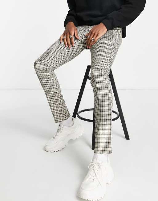 Topman - Beige og sorte ternede super skinny elegante bukser