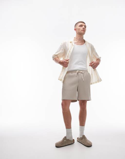 Topman - Beige shorts med plisseringer - Del af sæt