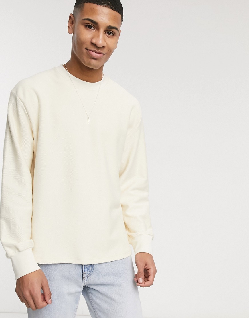 Topman – Beige sweatshirt i twill-Sandfärgad