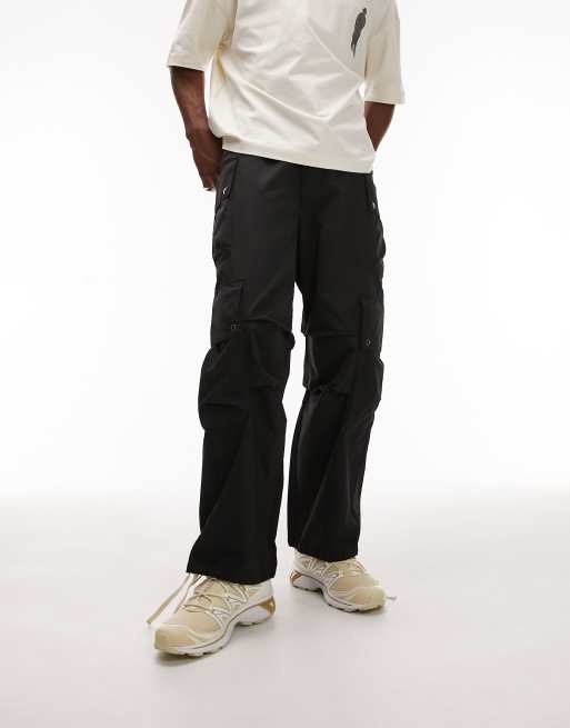 Topman belted cargo pants in black, 4 of 5