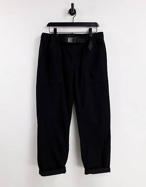 Topman relaxed buckle belted jeans in black
