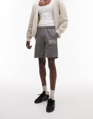 Topman Berlin Embroidered Short In Washed Black