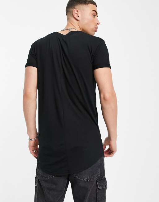 Topman - Berlin - Longline T-shirt i sort, 2 af 4