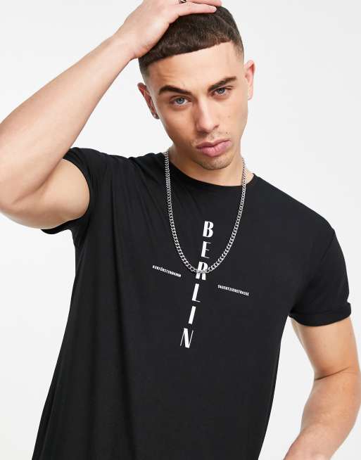 Topman - Berlin - Longline T-shirt i sort, 3 af 4