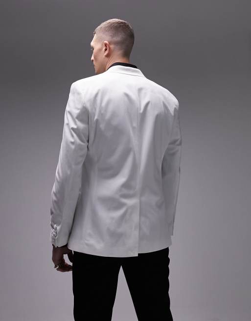 Topman – Biała dwurzędowa marynarka z aksamitu, 4 z 5