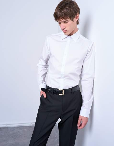 Topman long sleeve formal stretch shirt in white