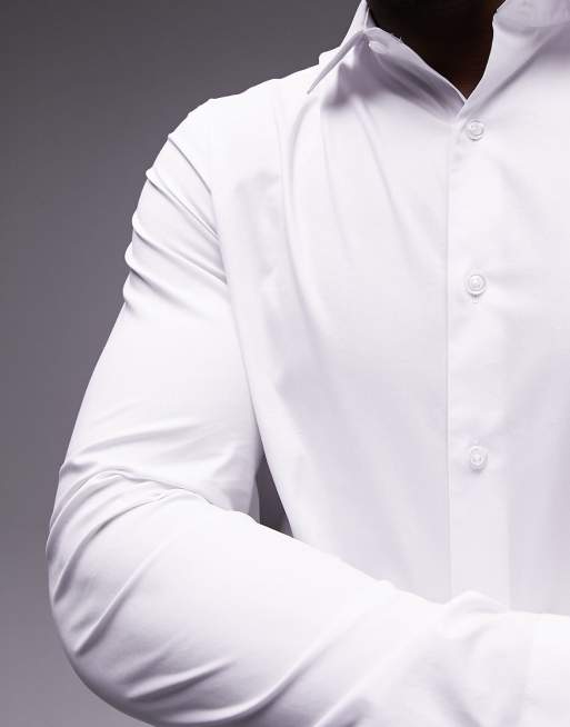 Topman – Biała koszula ze stretchem i długimi rękawami , 3 z 4