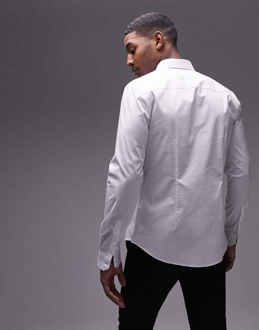 Topman – Biała koszula ze stretchem i długimi rękawami , 4 z 4