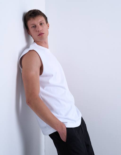 Topman – Biały luźny T-shirt bez rękawów, 3 z 5