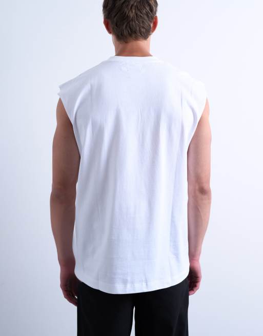 Topman – Biały luźny T-shirt bez rękawów, 5 z 5