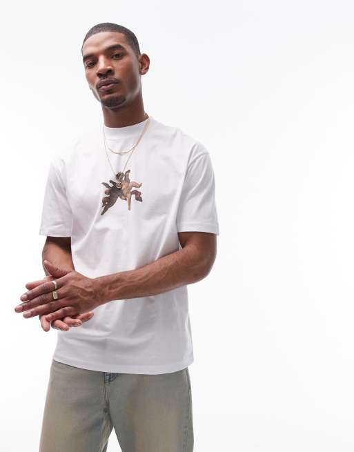 Topman – Biały T-shirt o fasonie extreme oversize z grafiką Bacchus And Ariadne – współpraca z The National Gallery