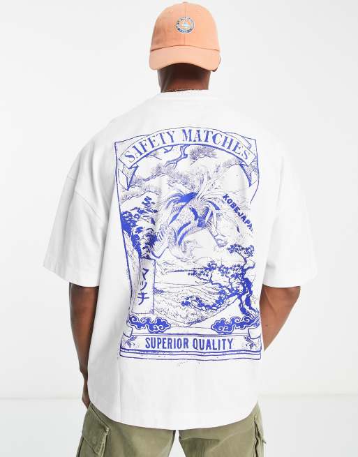 Topman – Biały T-shirt o fasonie extreme oversize z grafiką z przodu i na plecach