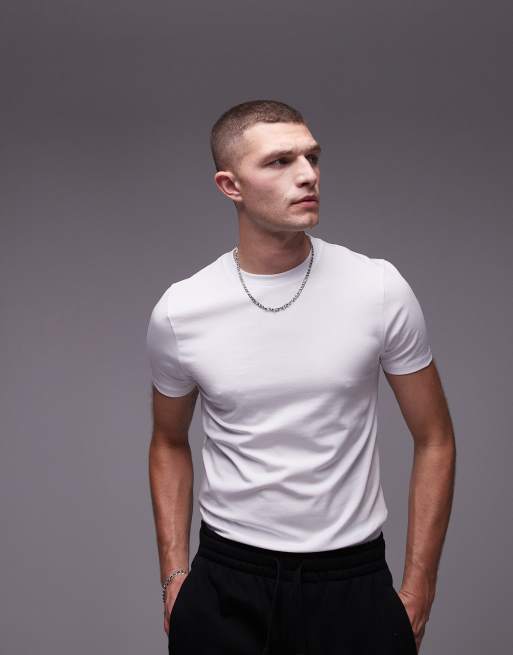 Topman – Biały T-shirt o kroju podkreślającym sylwetkę