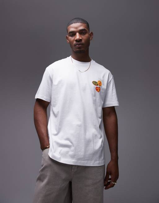 Topman – Biały T-shirt oversize z grafiką z wiśniami