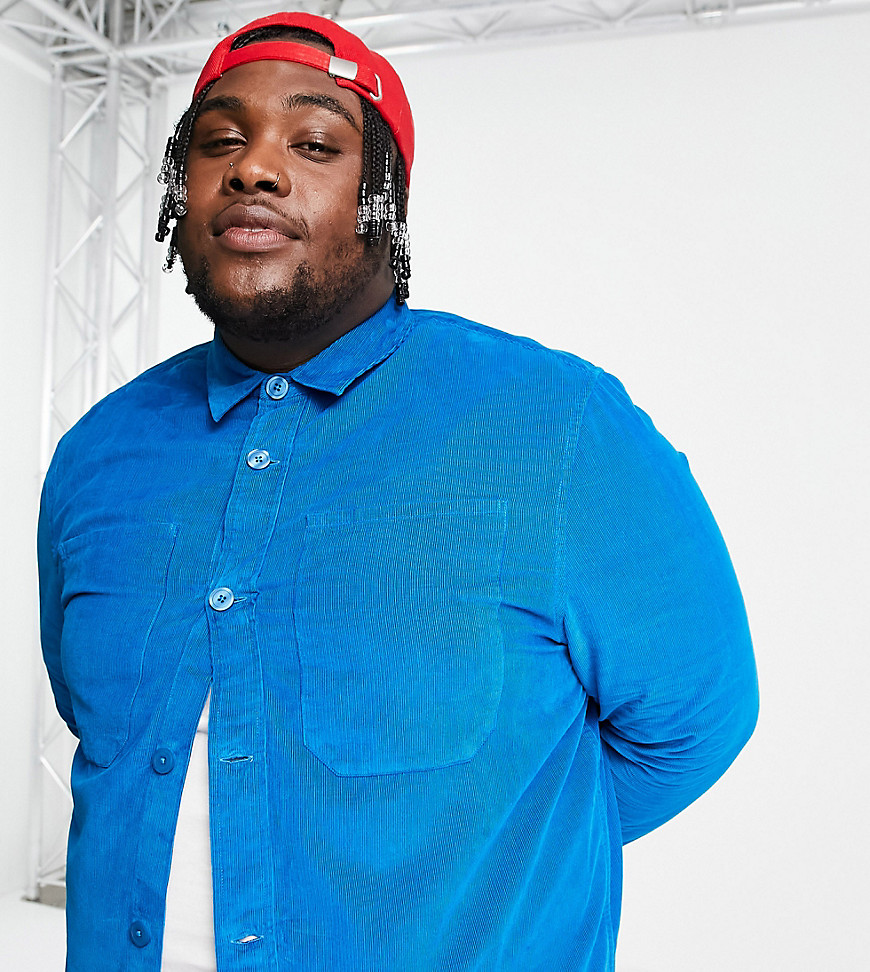 Topman Big - Overshirt van corduroy in blauw