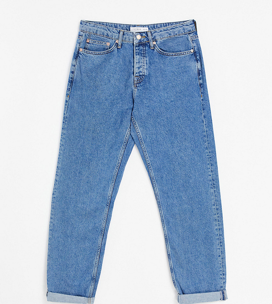 Topman big relaxed jeans in mid wash-Blues
