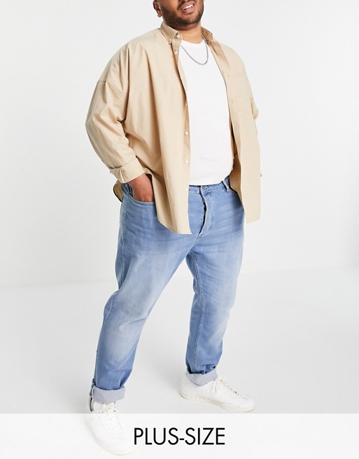 Topman cotton blend big stretch skinny jeans in light wash - MBLUE