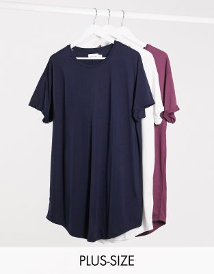 TOPMAN BIG & TALL 3 PACK T-SHIRTS IN MULTI