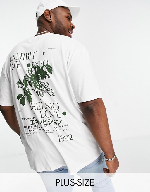 Topman Big & Tall exhibit front and back t-shirt in white