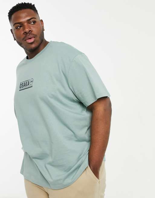 Topman Big Tall Osaka Print Oversized T Shirt In Green Asos