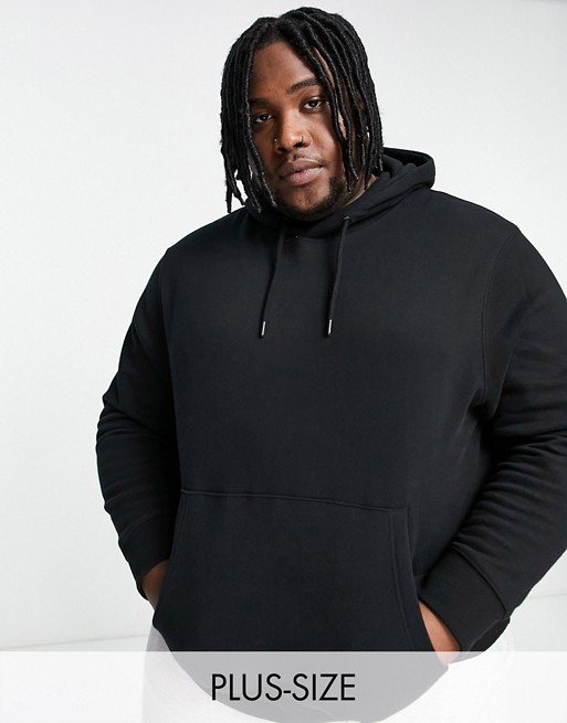 Topman Big & Tall overhead hoodie in black