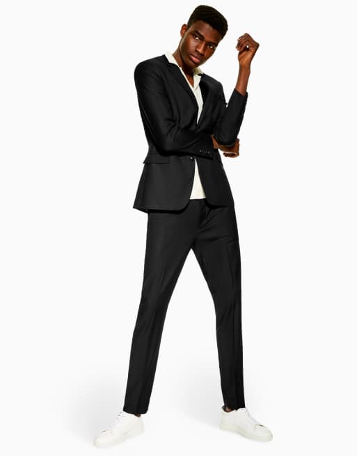 Topman Big & Tall - Pantalon habillé skinny texturé - Noir