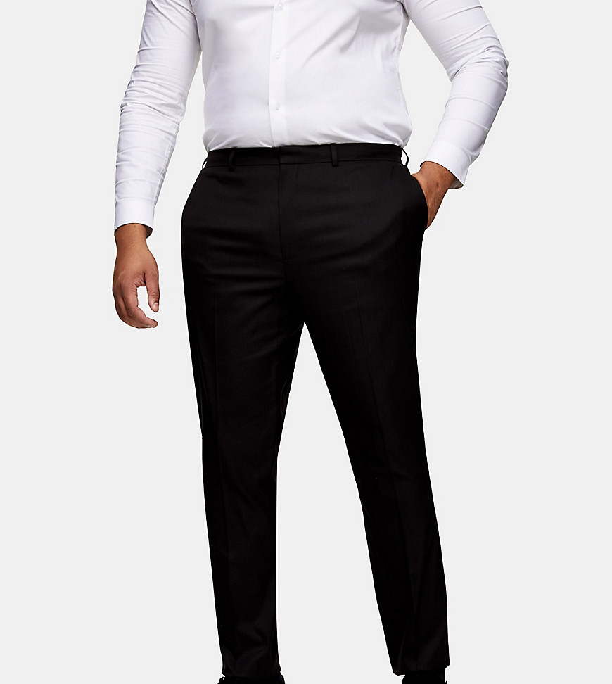 Topman Big & Tall skinny suit trouser in black