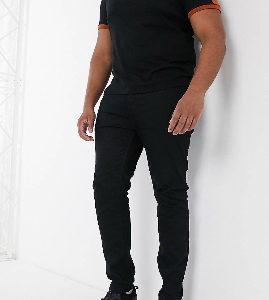 Topman - Big & Tall - Spray-on jeans in zwart