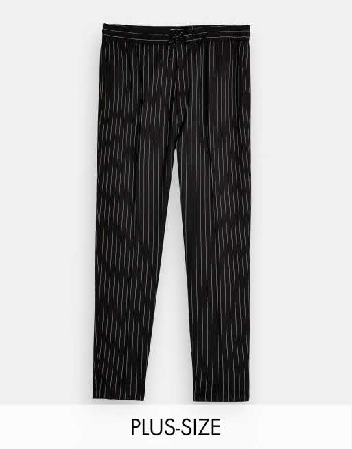 Topman Big & Tall striped skinny joggers in black