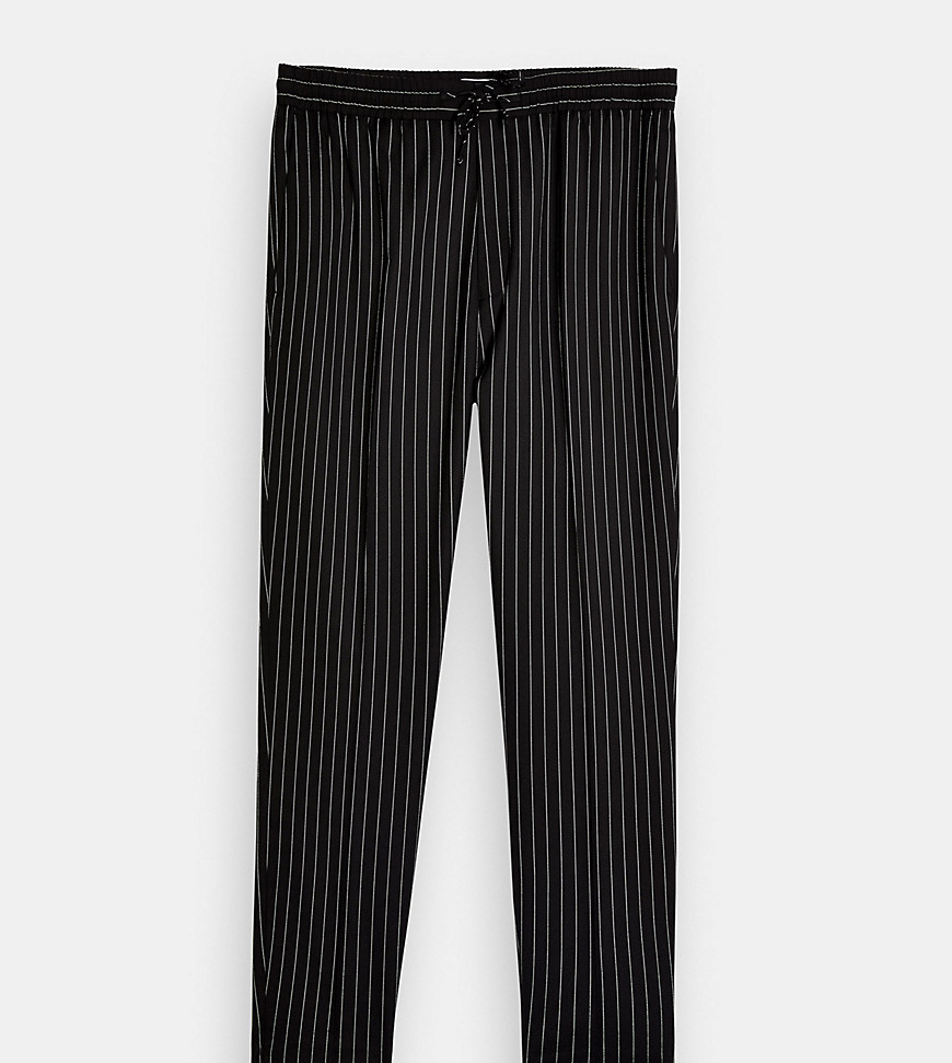 Topman Big & Tall striped skinny sweatpants in black