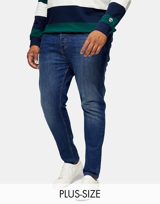 Topman Big & Tall super skinny jeans in mid wash blue