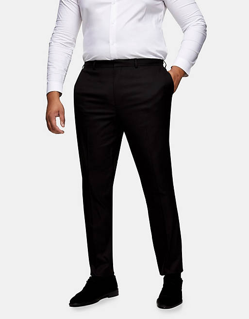 Topman Big & Tall skinny suit trouser in black