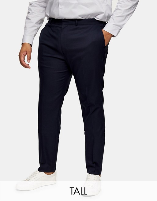 Topman Big & Tall skinny suit trousers in navy