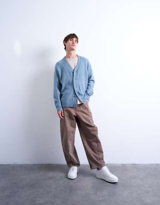 Topman - Blå oversized cardigan med V-hals, 2 af 5