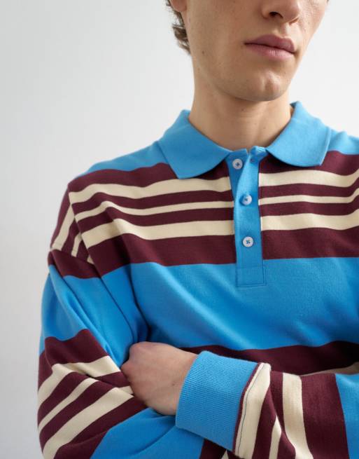 Topman - Blå polo med striber og afslappet pasform, 5 af 5
