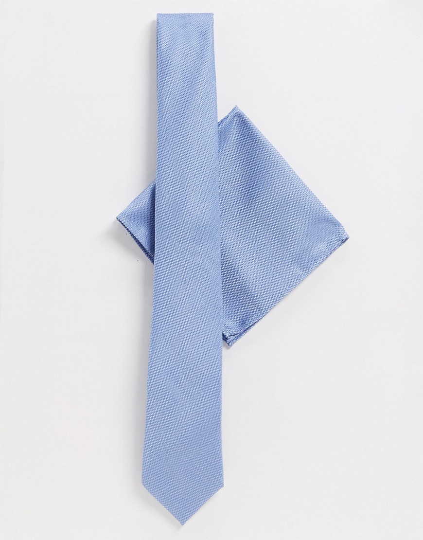 Topman – Blå slips och bröstnäsduk
