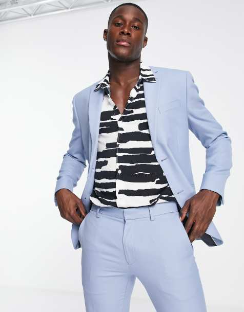 Topman – Blå, strukturerad, skinny kavaj, del av kostym - view 1