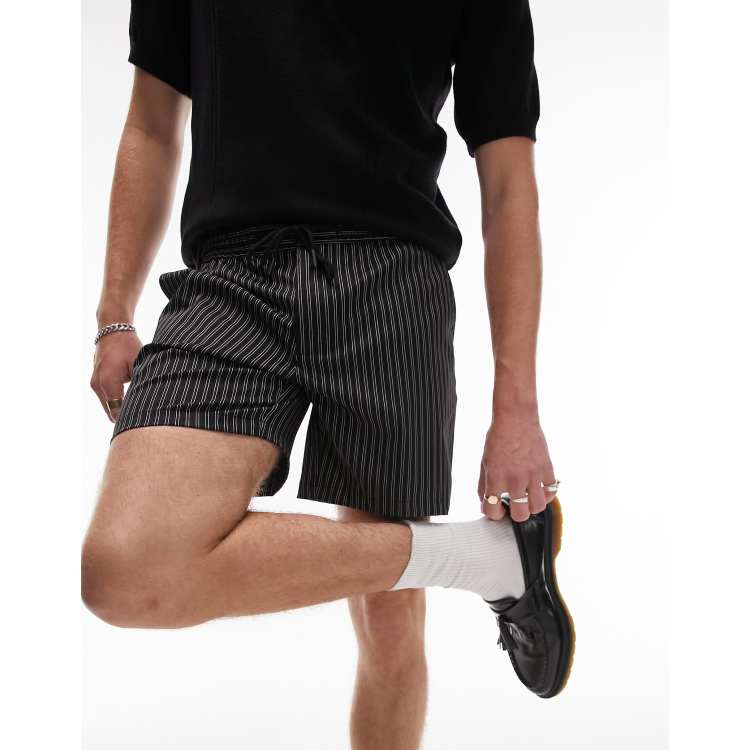 Black cheap pinstripe shorts