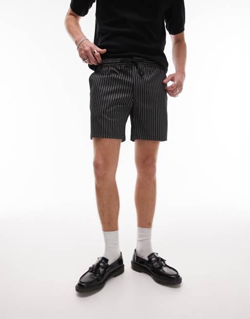 Mens black pinstripe on sale shorts