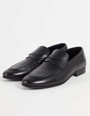 Topman Black Real Leather Corden Loafers-gray | ModeSens