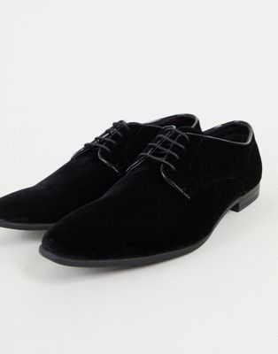 Topman black velvet briar derby velvet shoes