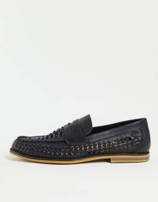 black weave loafers