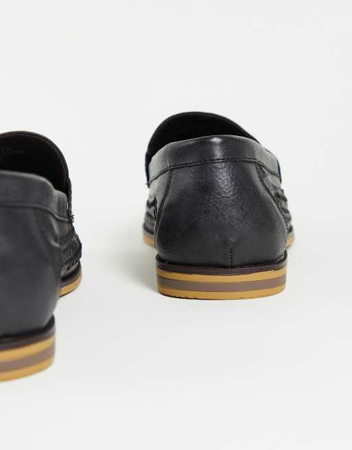  Bali Weave Morgan Loafers Topman black weave morgan saddle loafers | ASOS main image 3