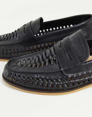 black weave loafers