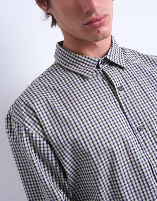 Topman – Blårutig skjorta i oversize, 4 av 5