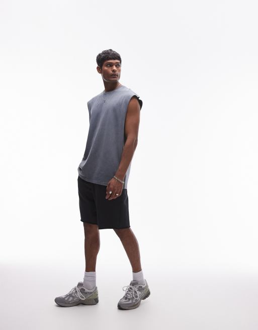 Topman – Blåtvättad, ärmlös t-shirt med avslappnad passform, 2 av 4